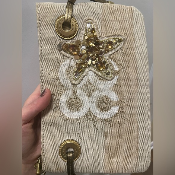 Rare Y2K COACH Audrey Starfish Beach Beige Crystals Large Wristlet Pouch NEW CON - Picture 13 of 15